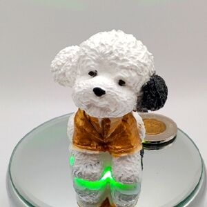 NEW Hand Made 💕 Adorable White and Gold Puppy Figurine